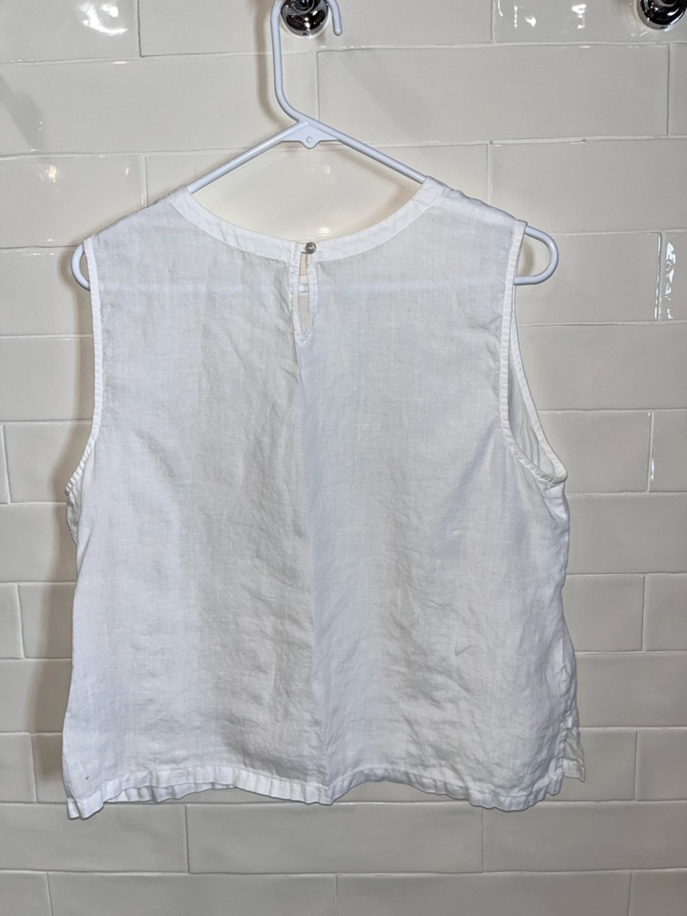 Eileen Fisher White Linen Shell Tank Sz Medium - Picture 5 of 6